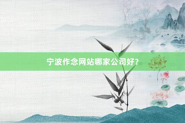 宁波作念网站哪家公司好？